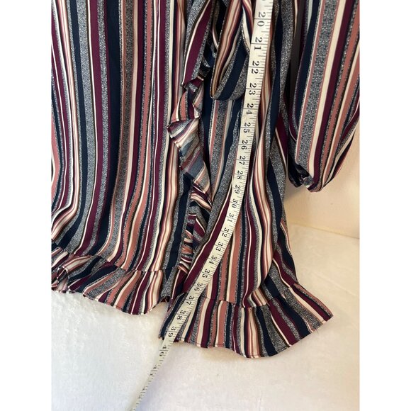 Xhilaration XXL Striped Wrap Dress Career Interview Fall Neutrals - Picture 4 of 6